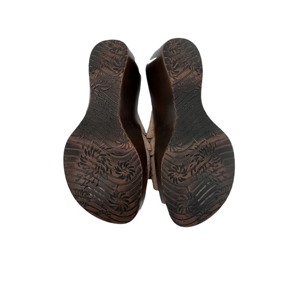 Abeo Brown Leather Adjustable Strap Wedge Slip On Sandals Size 8 Narrow Women's - Picture 8 of 8